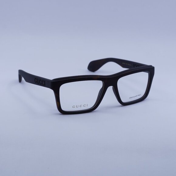 Gucci GG1573O 002 Eyeglasses Matte Dark Havana 55mm Rectangle Frame - Picture 1 of 13